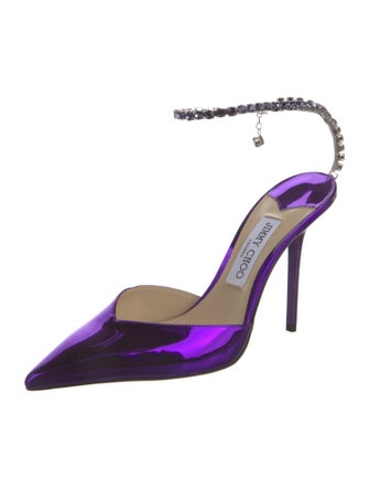 Jimmy Choo Patent Leather Crystal Embellishments D'Orsay Pumps