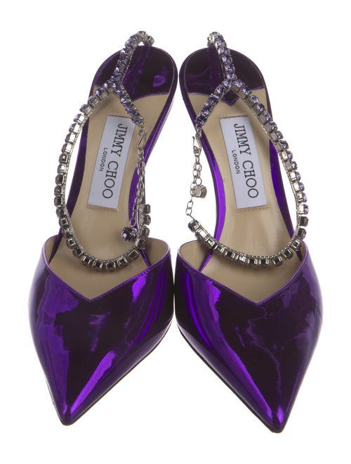 Jimmy Choo Patent Leather Crystal Embellishments D'Orsay Pumps