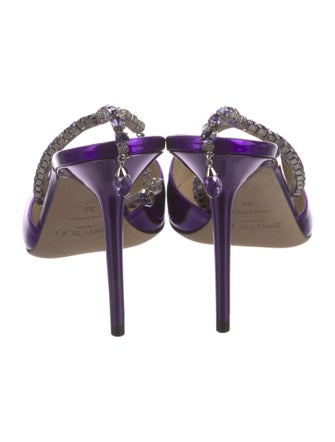 Jimmy Choo Patent Leather Crystal Embellishments D'Orsay Pumps