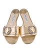Jimmy Choo Leather Crystal Embellishments Slides