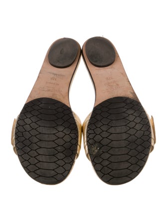 Jimmy Choo Leather Crystal Embellishments Slides