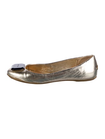 Jimmy Choo Leather Glitter Accents Ballet Flats