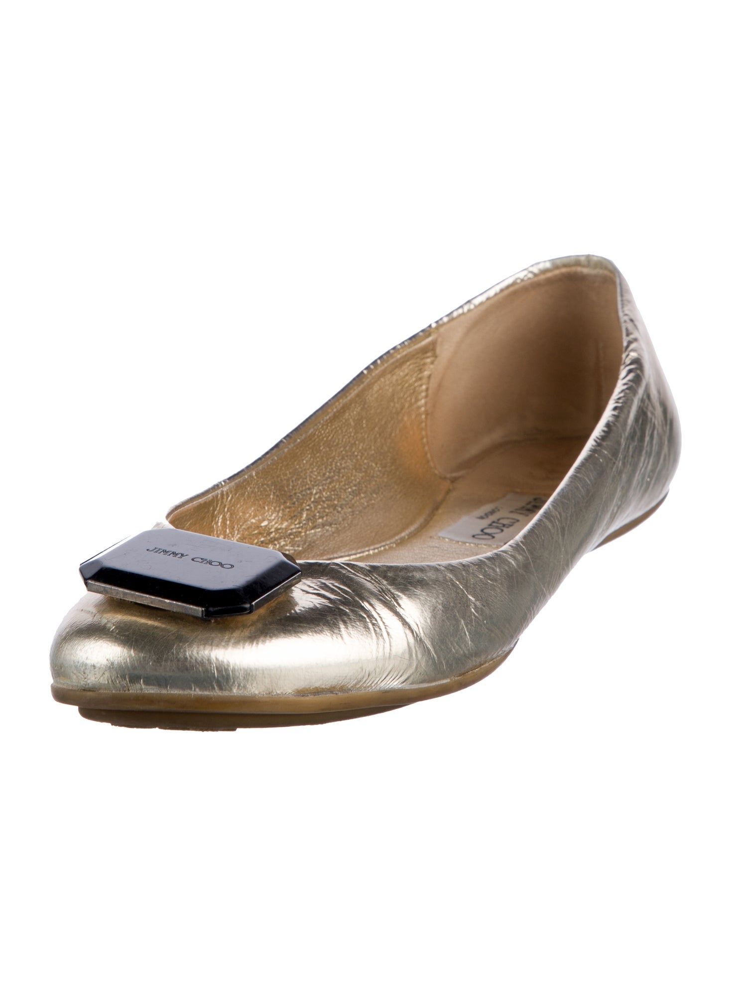 Jimmy Choo Leather Glitter Accents Ballet Flats
