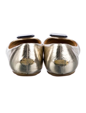 Jimmy Choo Leather Glitter Accents Ballet Flats