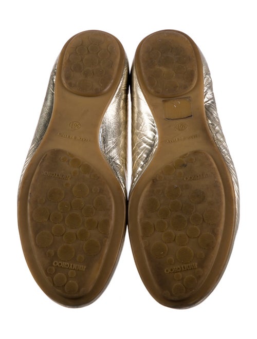 Jimmy Choo Leather Glitter Accents Ballet Flats