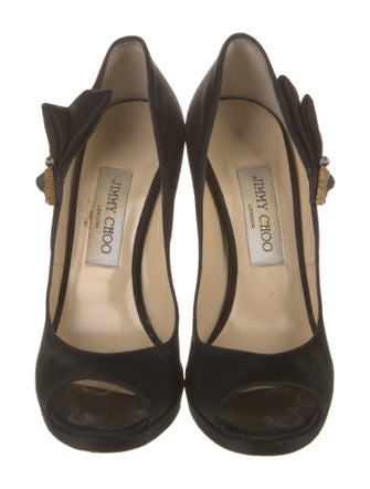 Jimmy Choo Satin Bow Accents Pumps