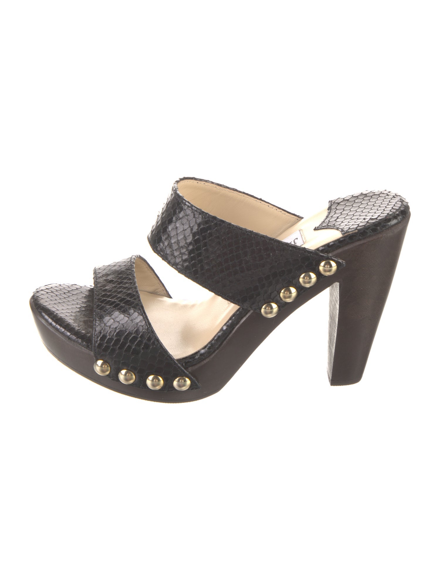 Jimmy Choo Snakeskin Animal Print Slides