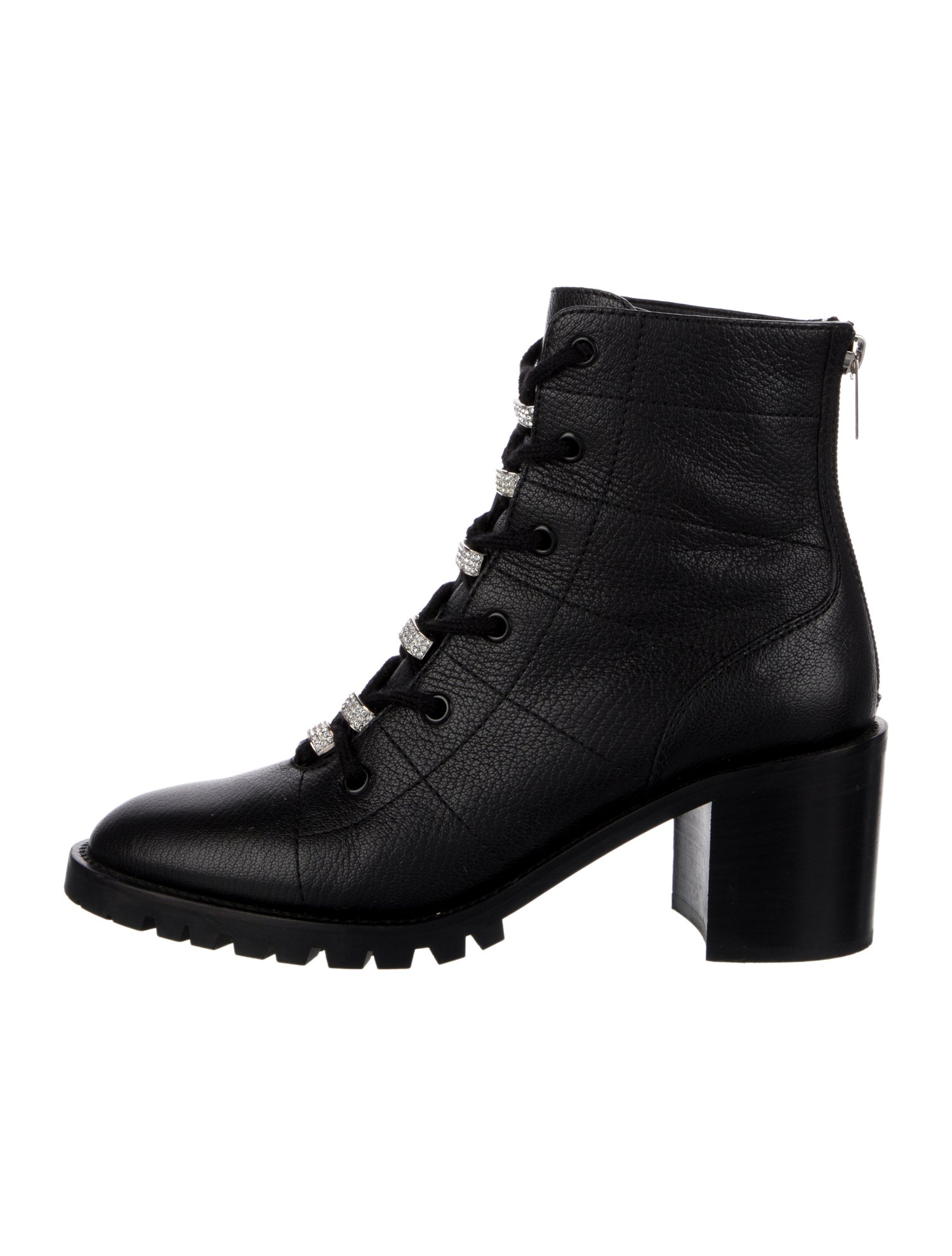 Jimmy Choo Leather Crystal Embellishments Combat Boots