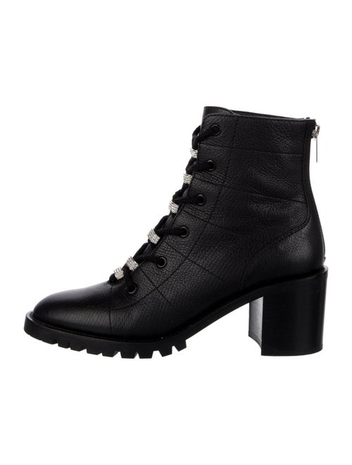 Jimmy Choo Leather Crystal Embellishments Combat Boots