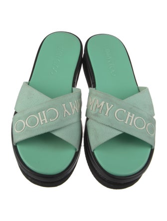 Jimmy Choo Canvas Printed Slides