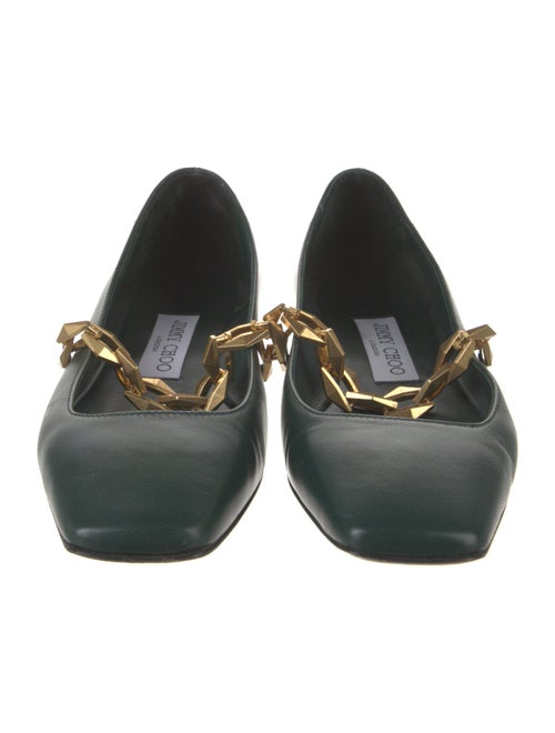 Jimmy Choo Leather Chain-Link Accents Mary Jane Flats