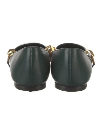 Jimmy Choo Leather Chain-Link Accents Mary Jane Flats