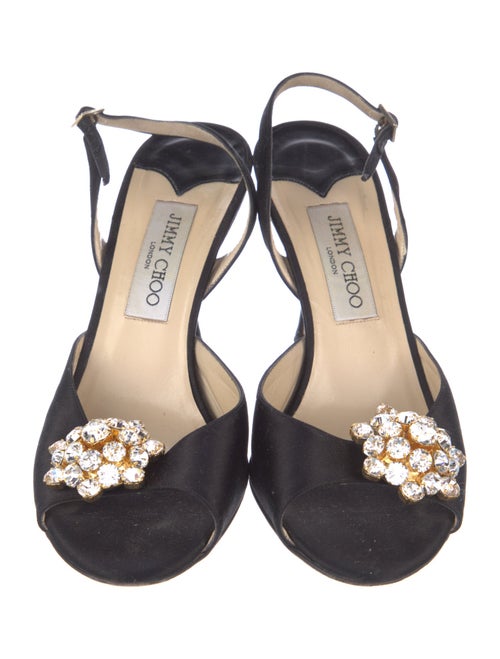 Jimmy Choo Satin Crystal Embellishments Slingback Sandals