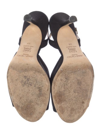 Jimmy Choo Satin Crystal Embellishments Slingback Sandals