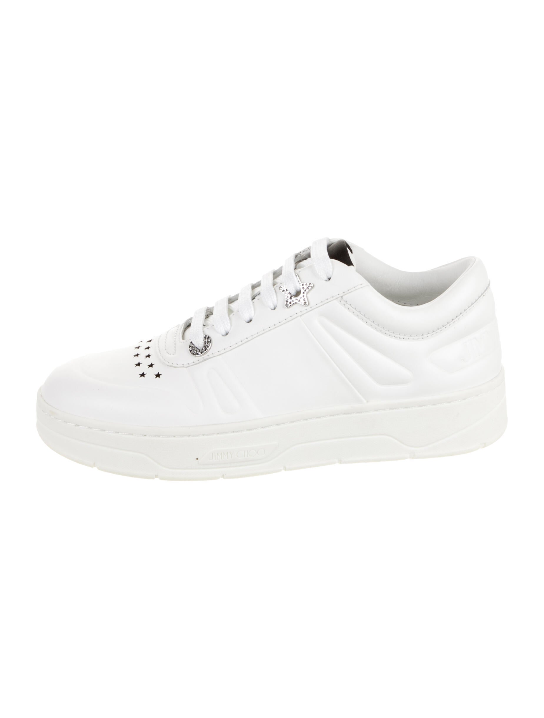 Jimmy Choo Leather Crystal Embellishments Sneakers