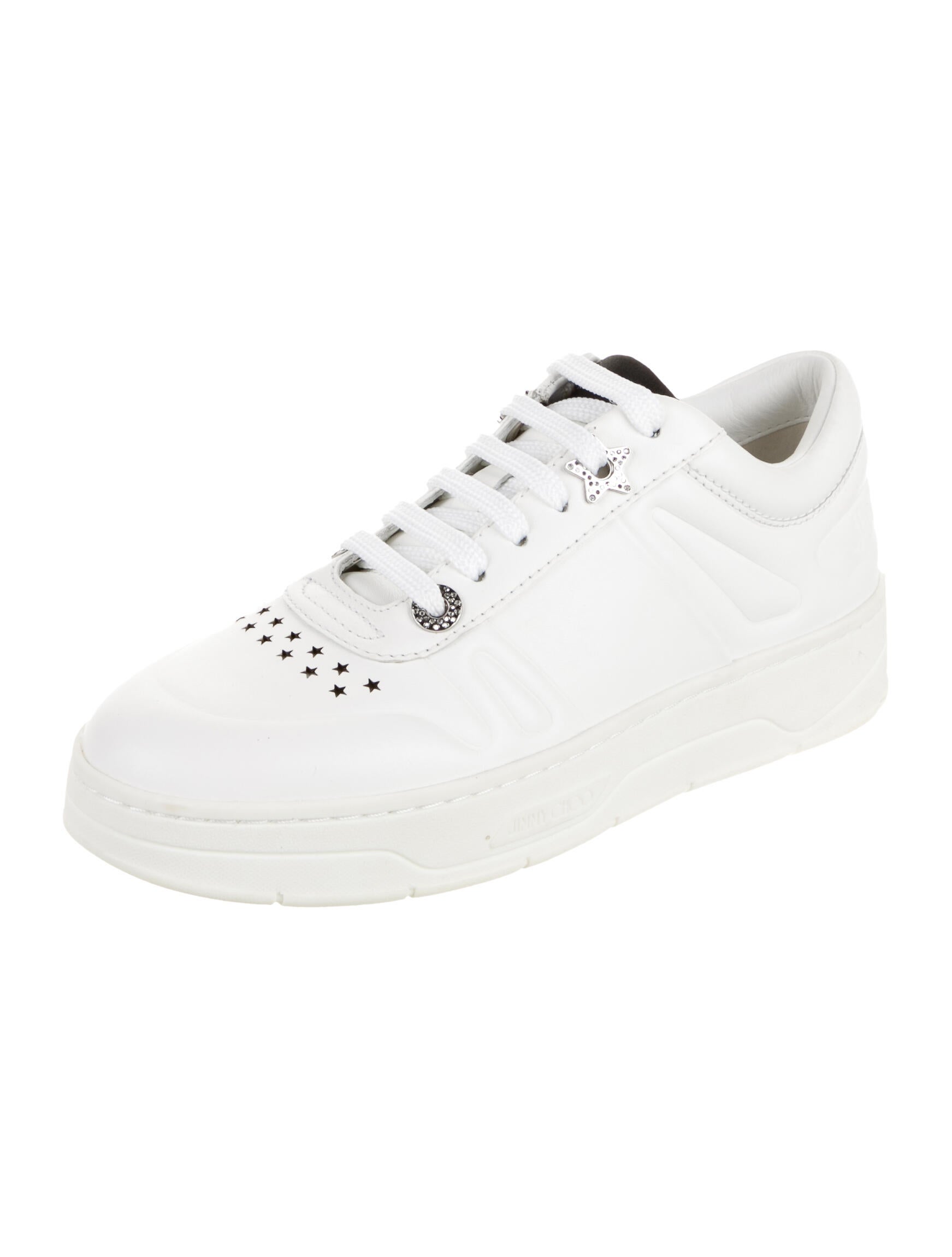 Jimmy Choo Leather Crystal Embellishments Sneakers
