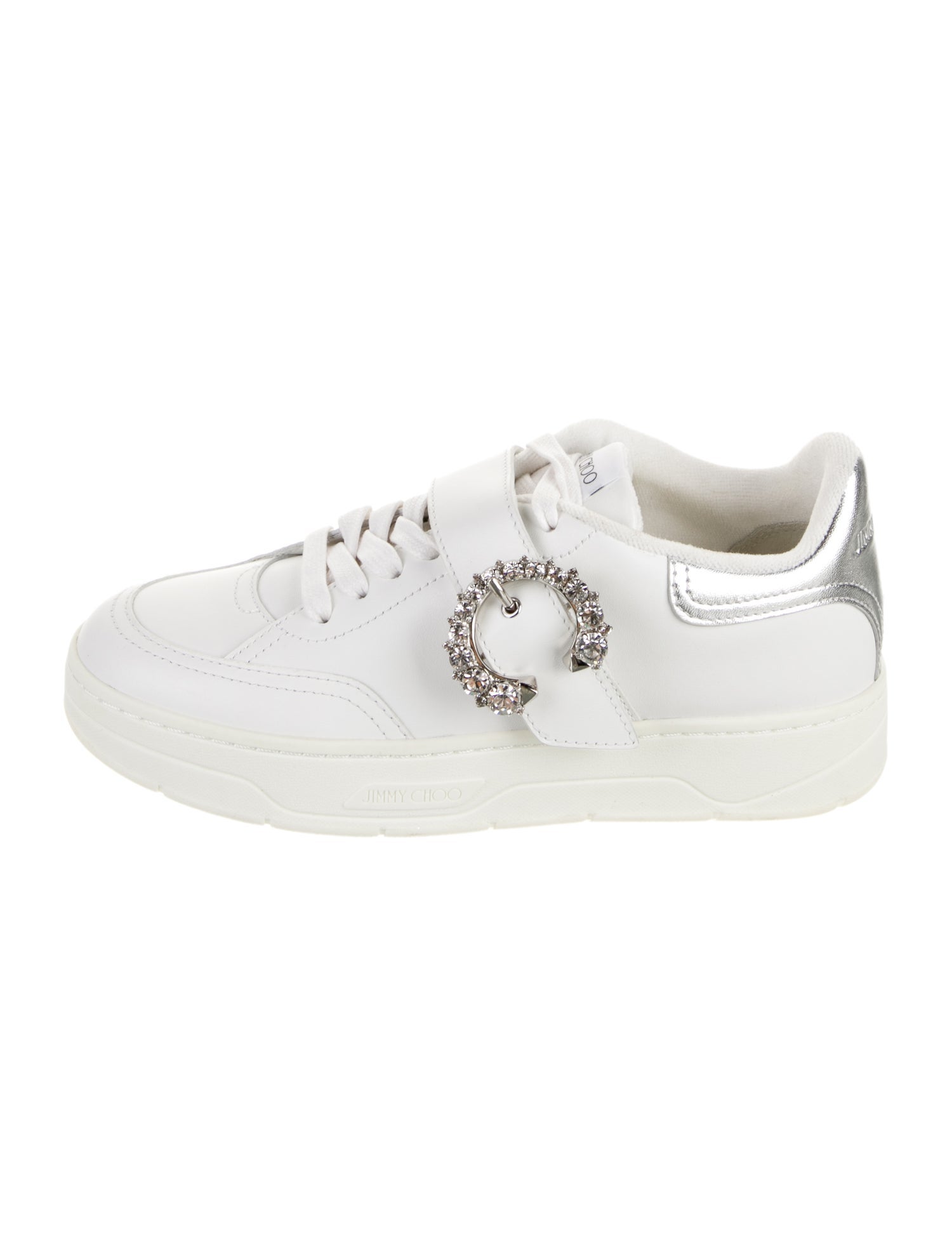 Jimmy Choo Leather Crystal Embellishments Sneakers