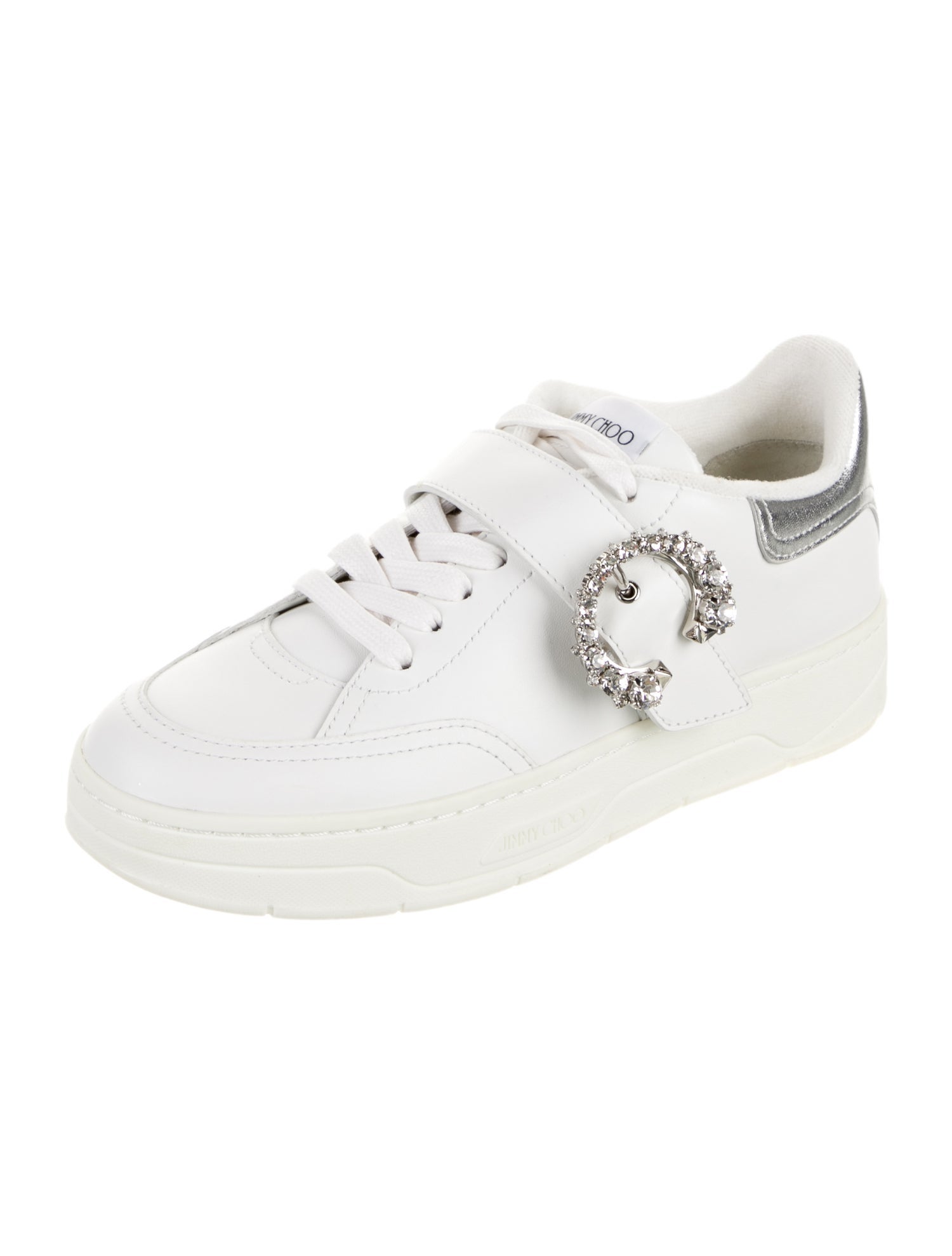 Jimmy Choo Leather Crystal Embellishments Sneakers