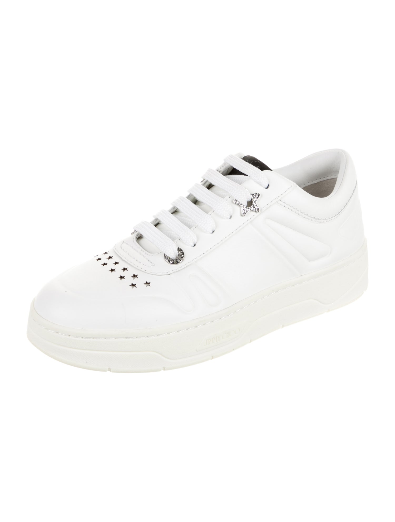 Jimmy Choo Leather Lasercut Accents Sneakers