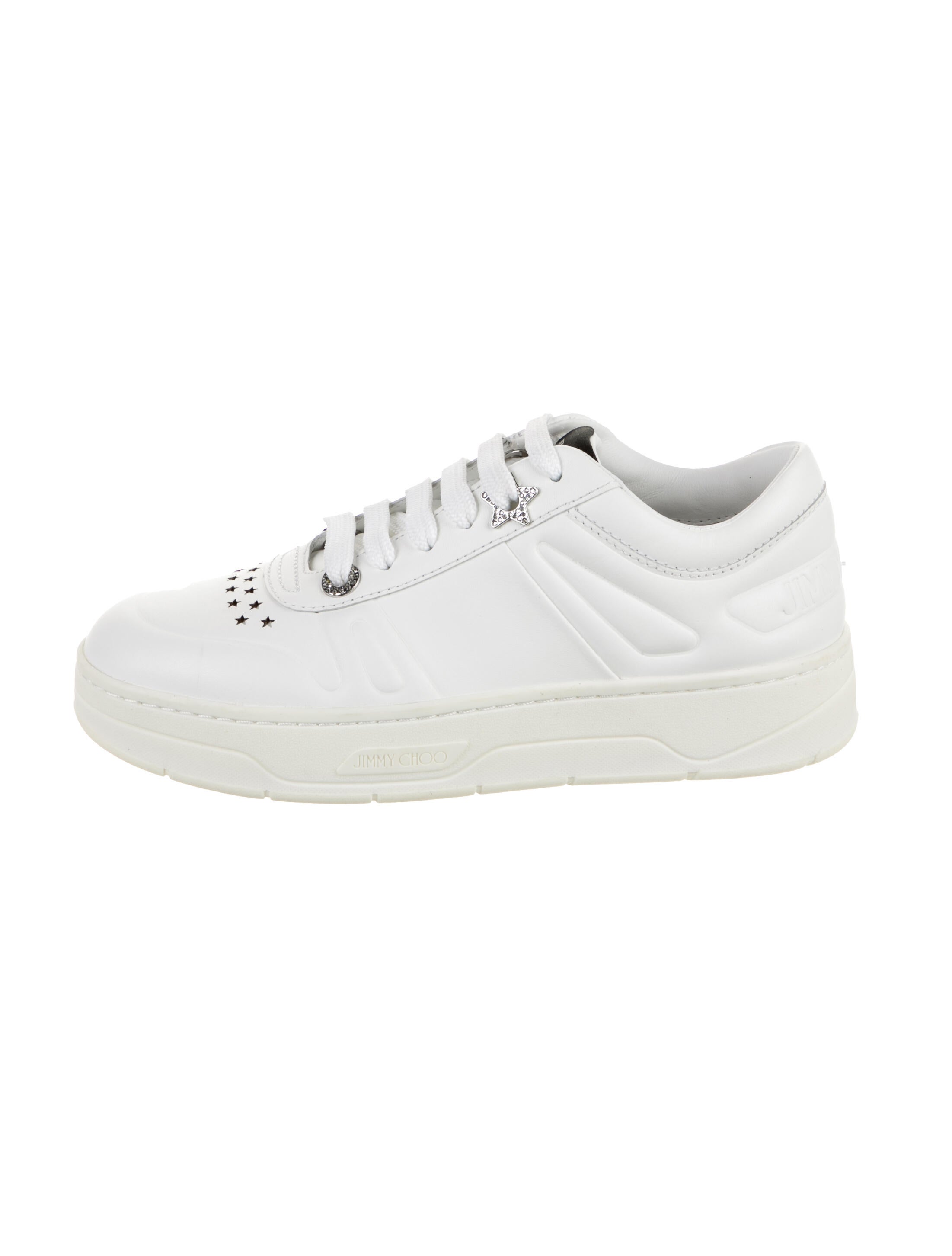 Jimmy Choo Leather Lasercut Accents Sneakers