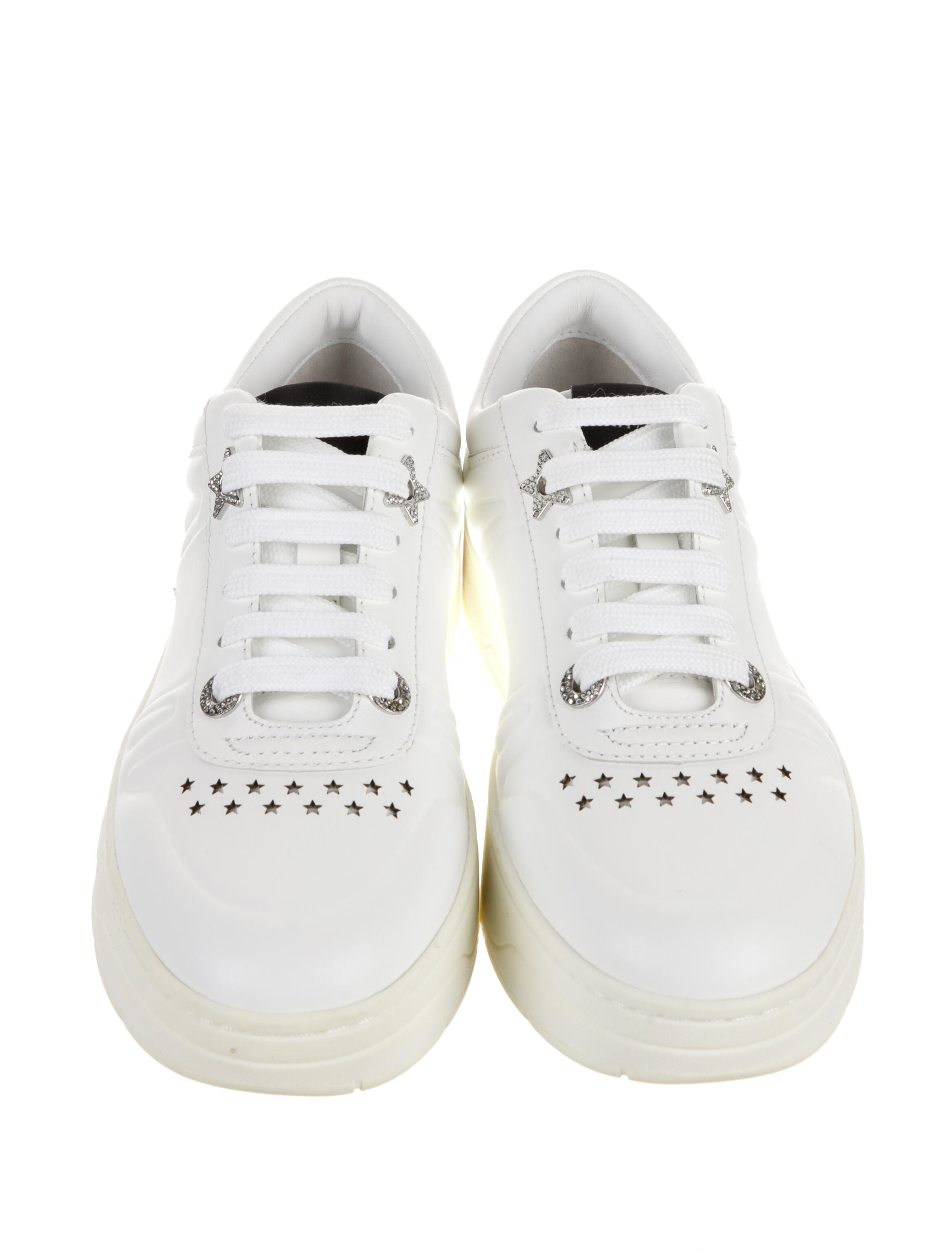 Jimmy Choo Leather Lasercut Accents Sneakers