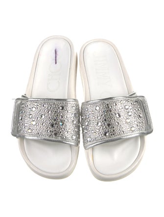 Jimmy Choo Rubber Crystal Embellishments Slides