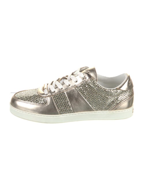 Jimmy Choo Leather Glitter Accents Sneakers