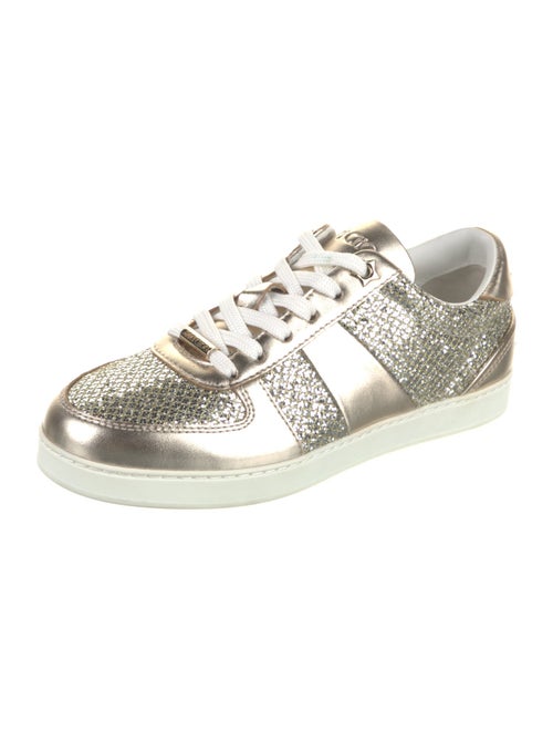 Jimmy Choo Leather Glitter Accents Sneakers