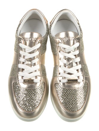 Jimmy Choo Leather Glitter Accents Sneakers