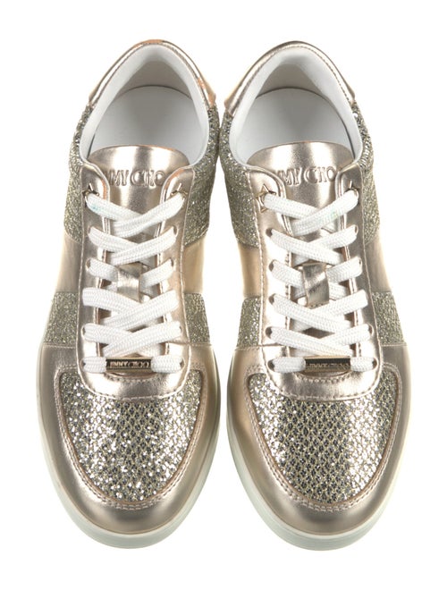 Jimmy Choo Leather Glitter Accents Sneakers