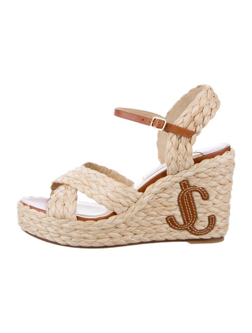 Jimmy Choo Straw Embroidered Accent Espadrilles