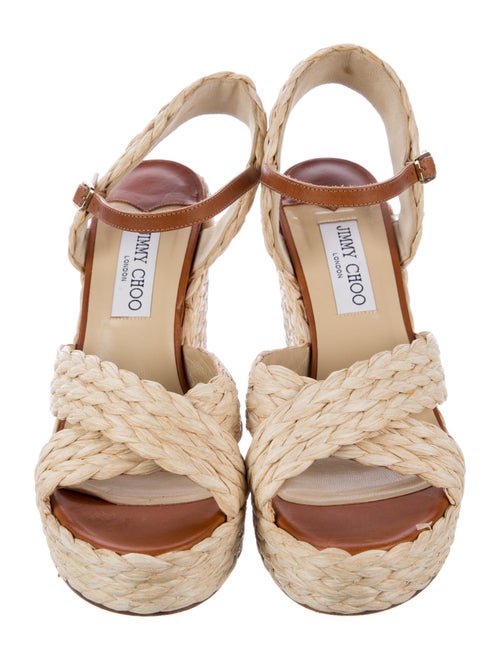 Jimmy Choo Straw Embroidered Accent Espadrilles