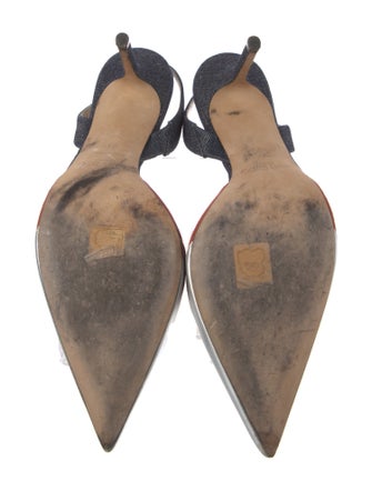 Jimmy Choo Denim Colorblock Pattern Slingback Pumps