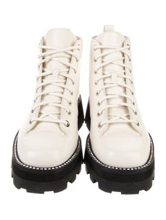 Jimmy Choo Leather Crystal Embellishments Combat Boots
