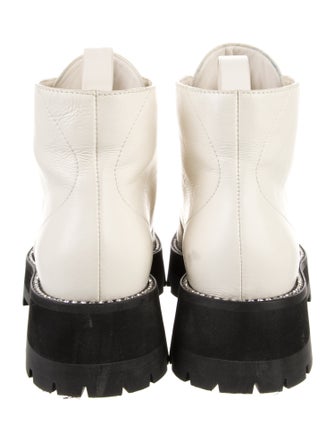 Jimmy Choo Leather Crystal Embellishments Combat Boots