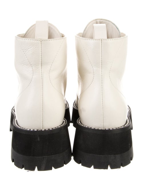Jimmy Choo Leather Crystal Embellishments Combat Boots