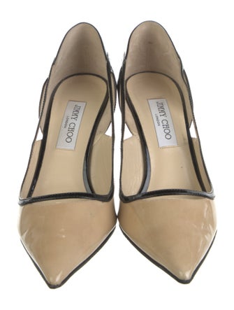 Jimmy Choo Patent Leather Cutout Accent Slingback Pumps