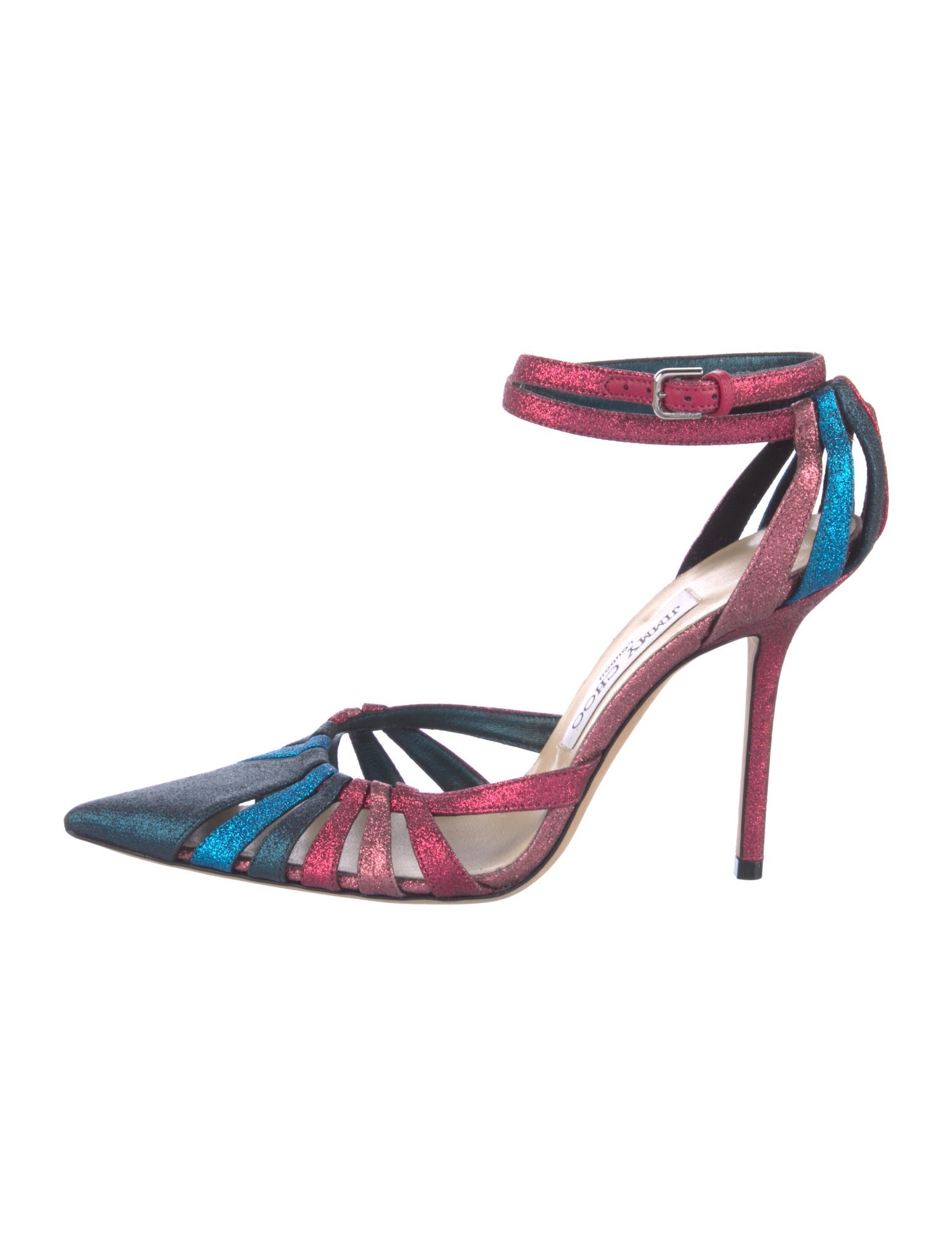 Jimmy Choo Glitter Colorblock Pattern D'Orsay Pumps