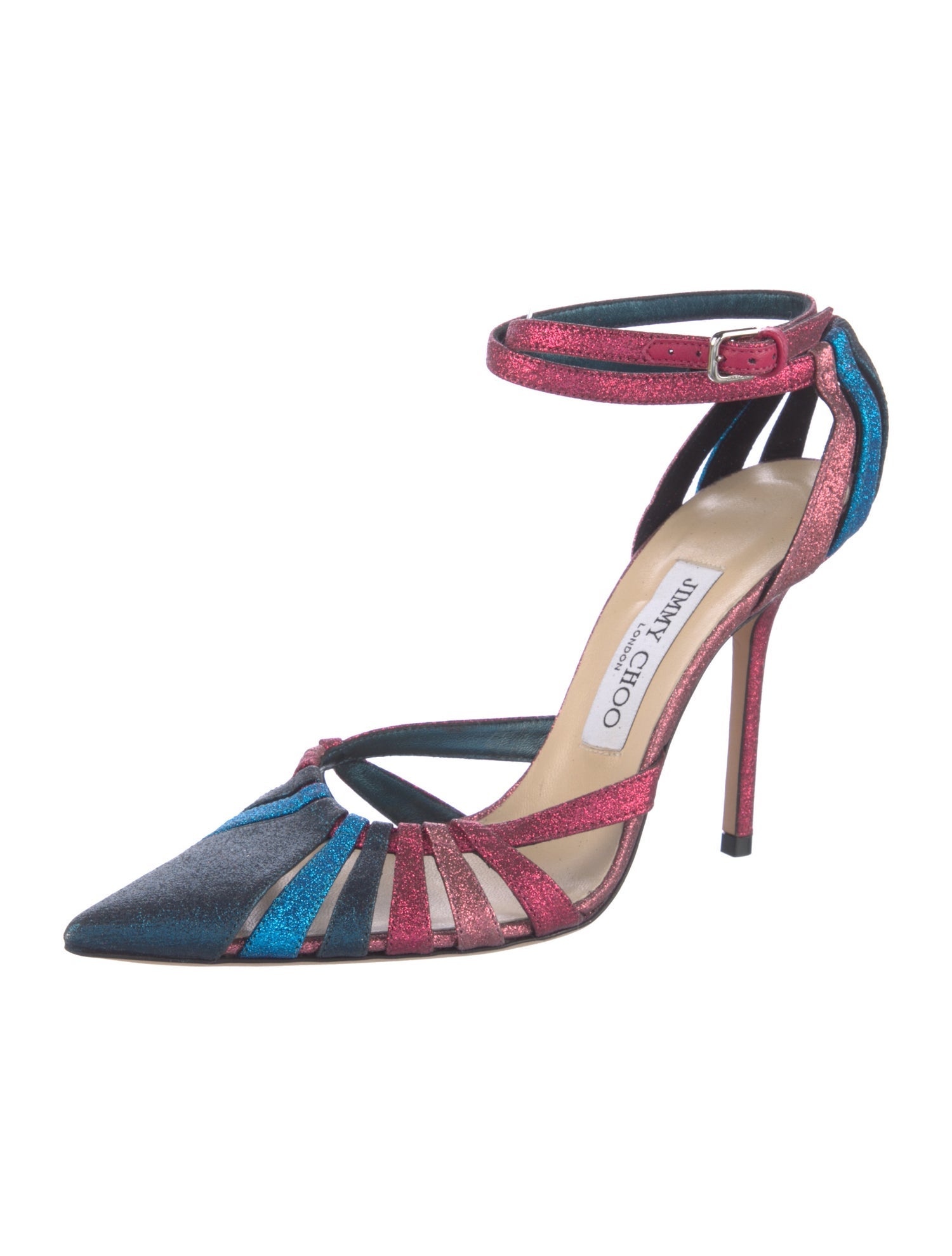 Jimmy Choo Glitter Colorblock Pattern D'Orsay Pumps