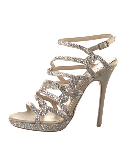 Jimmy Choo Satin Crystal Embellishments Sandals