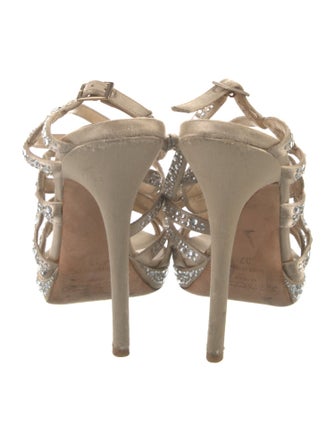 Jimmy Choo Satin Crystal Embellishments Sandals