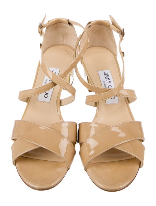 Jimmy Choo Patent Leather Leather Trim Embellishment Sandals
