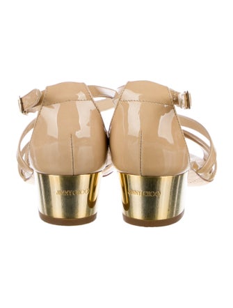 Jimmy Choo Patent Leather Leather Trim Embellishment Sandals