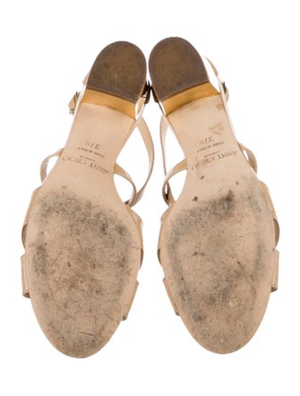 Jimmy Choo Patent Leather Leather Trim Embellishment Sandals