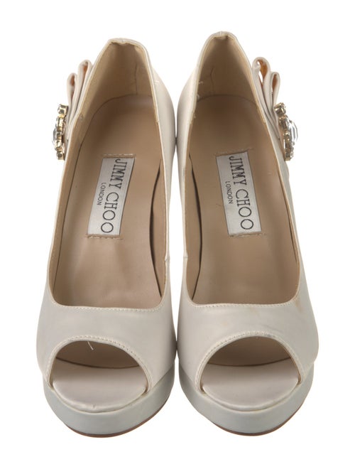 Jimmy Choo Satin Crystal Embellishments Slingback Pumps