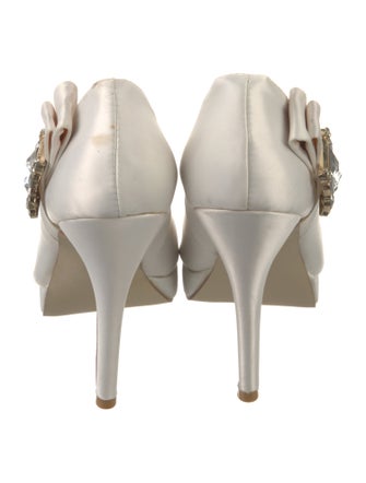 Jimmy Choo Satin Crystal Embellishments Slingback Pumps