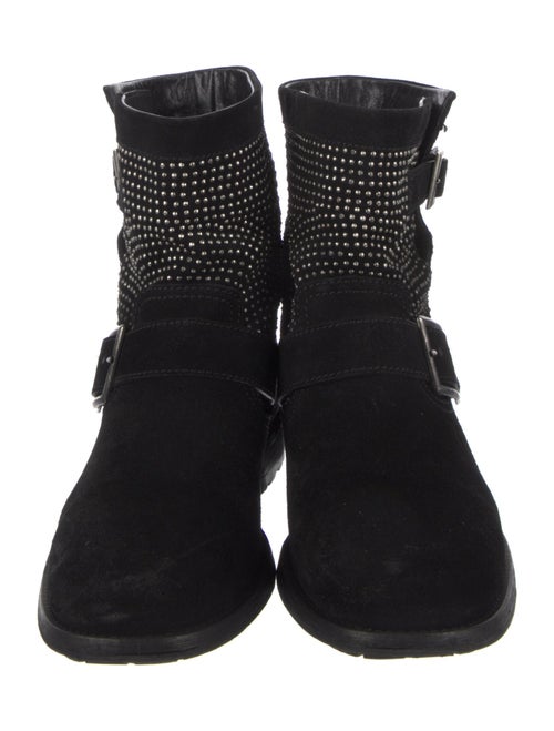 Jimmy Choo Suede Studded Accents Moto Boots