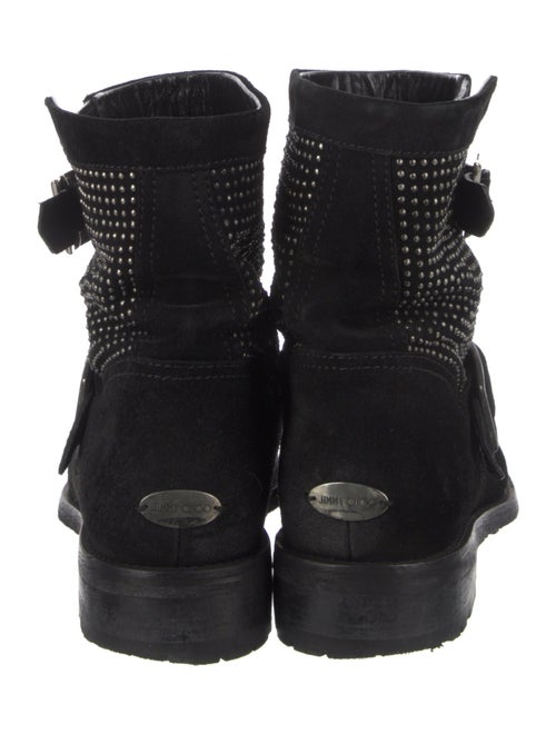 Jimmy Choo Suede Studded Accents Moto Boots