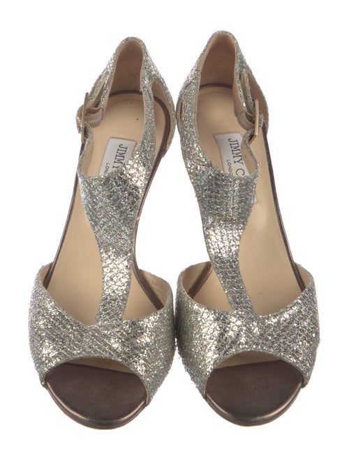 Jimmy Choo Glitter Glitter Accents T-Strap Pumps