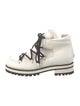 Jimmy Choo Leather Faux Fur Trim Lace-Up Boots